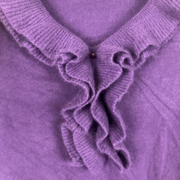 Neiman Marcus Cashmere Sweater Womens Large Purple Ruffle Collar Pullover Top - Picture 3 of 7